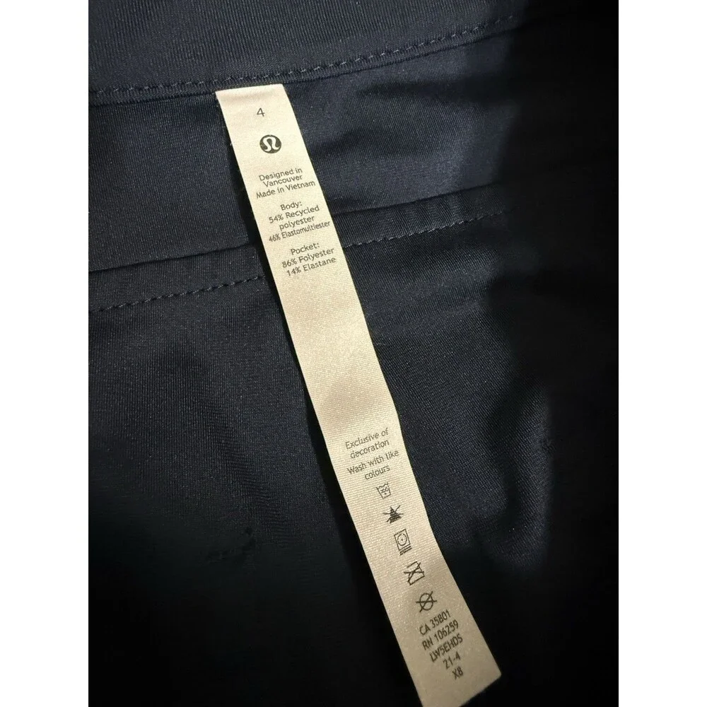 Lululemon Pants Womens Sz 4 Navy Blue Skinny Stretch Nylon Zip Fly Technical